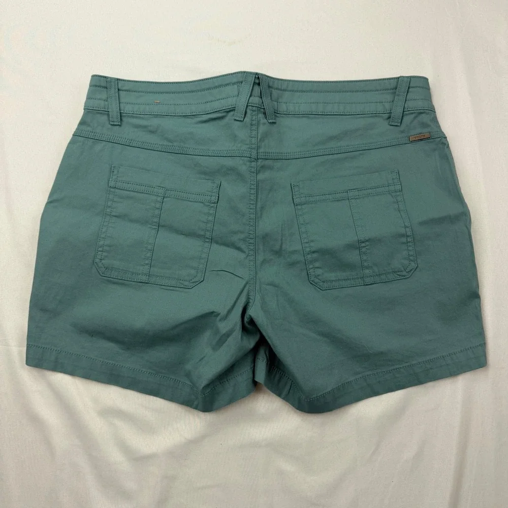 prAna Shorts Women 12/31 Teal Organic Cotton Stretch Outdoor Hiking Patch Pocket